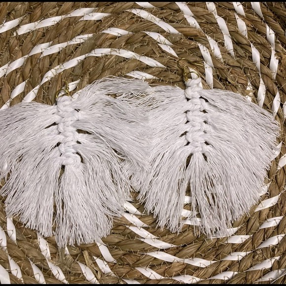 Handcrafted Macrame Feathered Earrings Multiple Colors - Picture 4 of 10